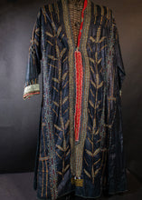 Load image into Gallery viewer, Yemen  Indigo Dress  with Embroidery and Brass Sequins