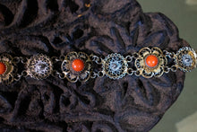 Load image into Gallery viewer, Sicilian Gold-Filled and Silver Bracelet with Coral Inlay

