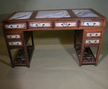 Load image into Gallery viewer, Hardwood Chinese Desk with Figured Marble Inlay