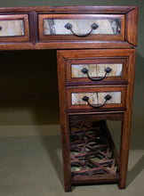 Load image into Gallery viewer, Hardwood  Chinese Desk with Figured Marble Inlay