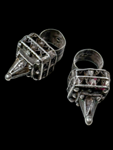 Load image into Gallery viewer, Pair of Moroccan Enameled Silver Hair Rings