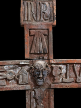 Load image into Gallery viewer, A Rare Folk Art Oddfellows Crucifix with Symbols of the Crucifix