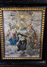 Load image into Gallery viewer, 18th c Paper and Textile Religious Diorama