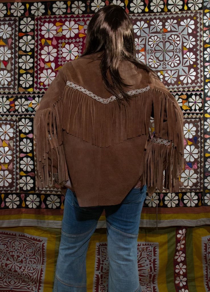 70 s Light Brown Fringe Leather Jacket