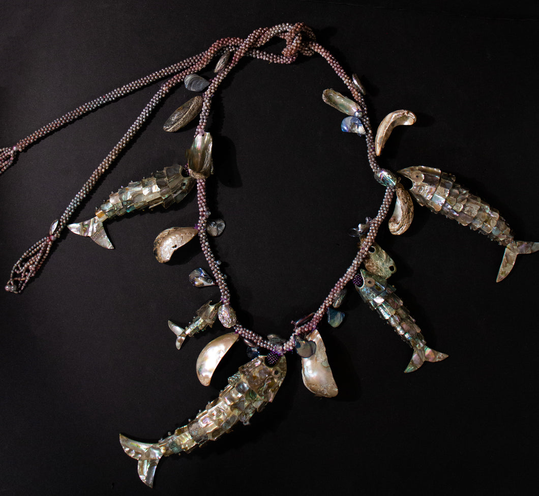 Abalone and Pearl Upcycled Necklace