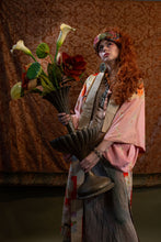 Load image into Gallery viewer, Model holding monumental arts and crafts brass flower vase