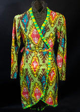 Load image into Gallery viewer, Ikat Silk Wrap Dress by Hogo Natsuwa
