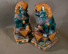 Load image into Gallery viewer, Pair of   Glazed Ceramic Lion Shishi  or Fu  Dogs