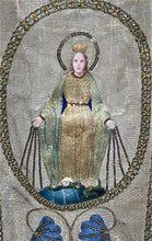 Load image into Gallery viewer, Detail of intricate virgin embroidery on back of the chasuble
