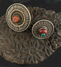 Load image into Gallery viewer, Coral and Silver Tibetan Upcycled Rings