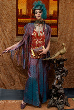 Load image into Gallery viewer, Two-piece holiday set in iridescent silk fabric designed and styled by Singkiang.