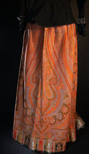 Load image into Gallery viewer, Paisley Midi Wrap Skirt With  Flamingo Pink Taffeta Lining.