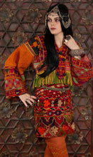 Load image into Gallery viewer, Model wearing vintage embroidered tunic set from Afghanistan and India