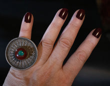 Load image into Gallery viewer, Coral and Silver Tibetan Upcycled Rings
