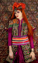 Load image into Gallery viewer, Model wears heavily embroidered kanjari jacket embellished with silk. Lohana, Pallari or Burfati group, Thano Bula Khan, Dadu