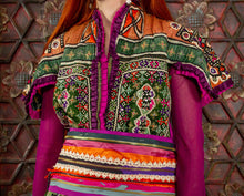 Load image into Gallery viewer, Front detail of heavily embroidered kanjari jacket. Lohana, Pallari or Burfati group, Thano Bula Khan, Dadu