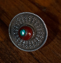 Load image into Gallery viewer, Coral and Silver Tibetan Upcycled Rings