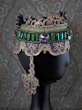 Load image into Gallery viewer, Iridescent beetle carapaces make this headdress shine