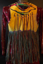 Load image into Gallery viewer, Mod hand-painted design on back of fringed vest