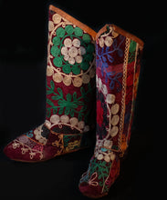 Load image into Gallery viewer, Leather Vintage Suzani Boots from Afghanistan