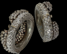 Load image into Gallery viewer, Pair of Silver Anklets/Bracelets  from Rajasthan with Gajre Ornamentation .
