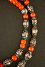 Load image into Gallery viewer, Mongolian Silver Enameled Bead Double Strand Necklace
