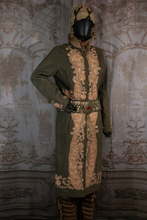 Load image into Gallery viewer, Embroidered Khaki Nehru  Denim Coat or Coat Dress

