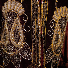 Load image into Gallery viewer, Uzbekistan Velvet Gold Zardozi and Pearl Embroidered Vest
