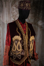 Load image into Gallery viewer, Uzbekistan Velvet Gold Zardozi and Pearl Embroidered Vest
