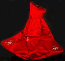 Load image into Gallery viewer, Red Silk Asian Hood with Embroidery Flowers
