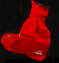 Load image into Gallery viewer, Red Silk Asian Hood with Embroidery Flowers

