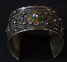 Load image into Gallery viewer, Silver and Enamel and Niello Work Moroccan Cuff
