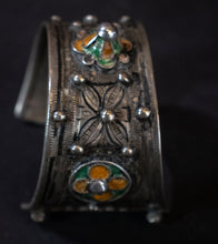 Load image into Gallery viewer, Silver and Enamel and Niello Work Moroccan Cuff
