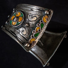 Load image into Gallery viewer, Silver and Enamel and Niello Work Moroccan Cuff
