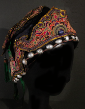 Load image into Gallery viewer, Chinese Embroidery Silver Studded , Silk Tasseled Hat

