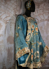 Load image into Gallery viewer, Chinese  Mandarin Powder Blue Silk Antique  Robe with Forbidden Knot Design
