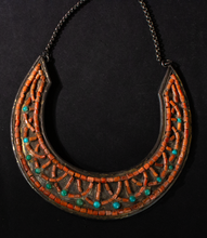 Load image into Gallery viewer, Buryat Necklace with Coral and Turquoise Inlay
