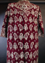 Load image into Gallery viewer, Burgundy Velvet and Gold Embroidered Ottoman Dress
