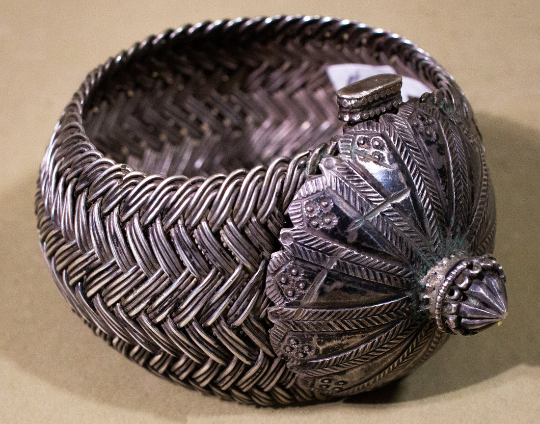 Monumental Silver Woven Indian Cuff