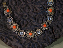 Load image into Gallery viewer, Sicilian Gold-Filled and Silver Bracelet with Coral Inlay
