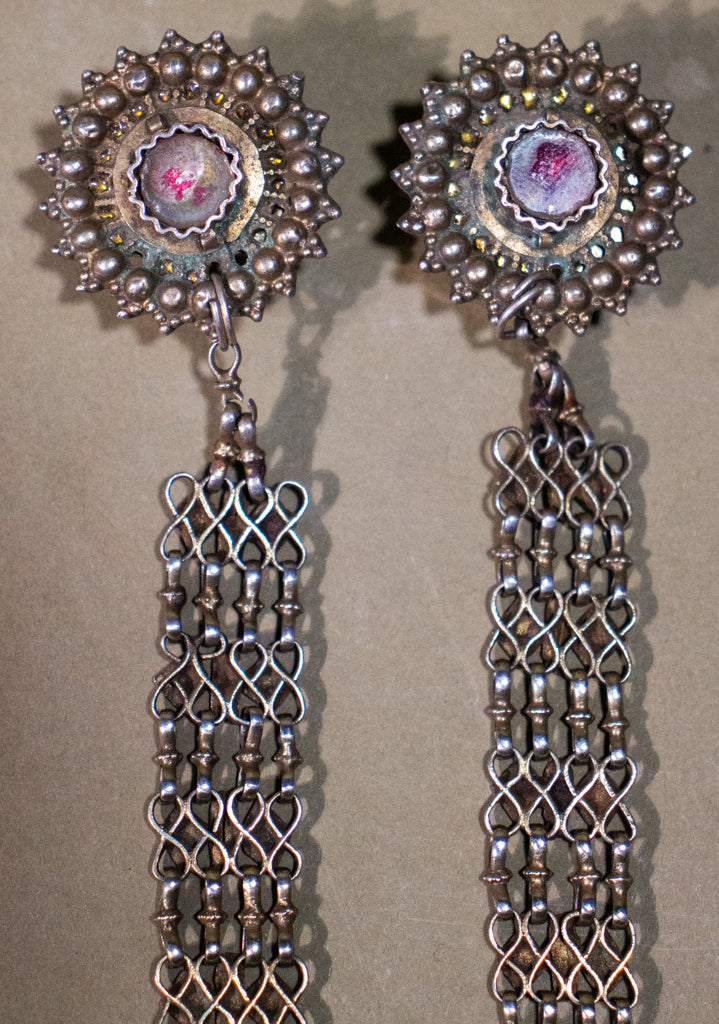 Shoulder Duster Earrings with Gilt Indian Components