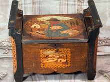 Load image into Gallery viewer, Folk Art Box With Painted American West Prairie School  Graphics
