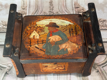 Load image into Gallery viewer, Folk Art Box With Painted American West Prairie School  Graphics
