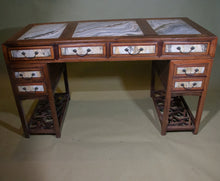 Load image into Gallery viewer, Hardwood  Chinese Desk with Figured Marble Inlay
