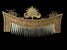 Load image into Gallery viewer, Gilt Silver Indonesian Antique Comb from Sulawesi
