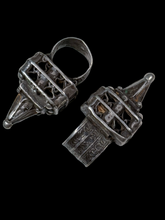 Load image into Gallery viewer, Pair of  Moroccan Enameled Silver Hair Rings
