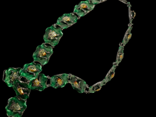 Load image into Gallery viewer, Enameled Silver  Lilly Pad and Frog Linked Antique  Chinese  Belt
