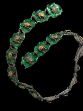 Load image into Gallery viewer, Enameled Silver  Lilly Pad and Frog Linked Antique  Chinese  Belt
