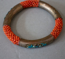 Load image into Gallery viewer, Manchurian Gilt silver and Coral Chinese Bangle
