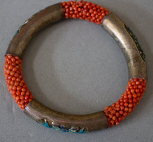Load image into Gallery viewer, Manchurian Gilt silver and Coral Chinese Bangle
